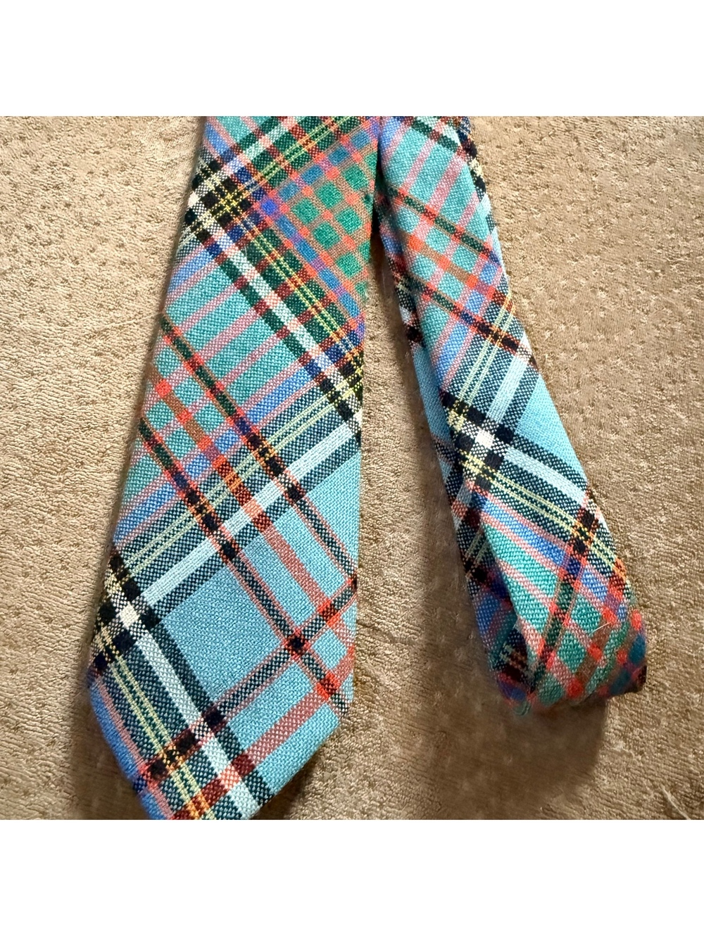 Vintage 100% Wool Tartan Tie Made in Scotland Anderson Clan Plaid Necktie Blue